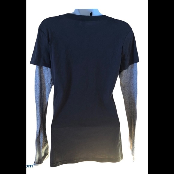 VTG FOX LS Graphic Logo Tee Gray/Gold Scoop Neck M Casual Layered Look - Picture 4 of 5